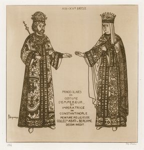 Slawische Fürsten in Kostümen als Kaiser und Kaiserin von Konstantinopel (Stich)