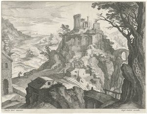Landschaft mit dem Tempel der Vesta in Tivoli