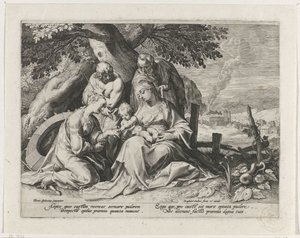 Heilige Familie mit heiliger Katharina und heiligem Sebastian von Raphaël Sadeler (I)