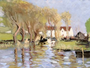 Barke auf einem Kanal, Gironde-Mündung von Raymond Bonnefon