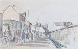 Konvoi von Militärfahrzeugen bei Trilport, ca. 1914-18 von Raymond Bonnefon