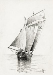 Gabares auf der Gironde-Mündung