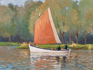 Zwei Fischer auf einem Boot, Gironde-Mündung von Raymond Bonnefon