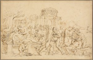 Bacchus und Ariadne, mit Silenus, Nymphen und Satyrn von Raymond de Lafage