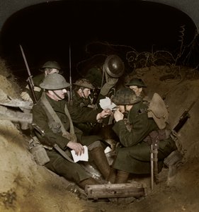 Ein Abend in den Reserveschützengräben bei Beaumont Hamel, Frankreich, Erster Weltkrieg, 1914-1918