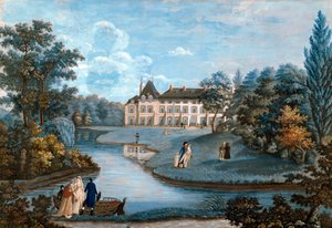 Ansicht der Fassade und des Parks des Schlosses von Malmaison. Aquarell von Regina Catherine Carrey. Frühes 19. Jahrhundert