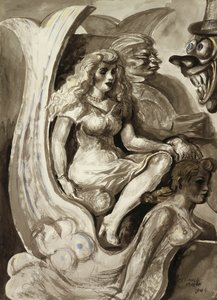 Reiter in einem Meerjungfrauentunnelboot von Reginald Marsh