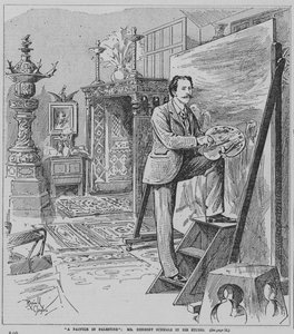 Englischer Präraffaelitischer Maler Herbert Schmalz bei der Arbeit in seinem Atelier