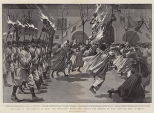 Das Ende des Karnevals in Nizza, der Fackelumzug während der Verbrennung von König Karneval XXVII als Effigie