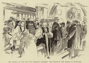 Die Beerdigung des verstorbenen Lord Randolph Churchill, der Gottesdienst in der Kirche in Woodstock