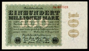 Papiermark der Weimarer Republik, Hyperinflationszeit nach dem Ersten Weltkrieg