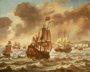 Vor der Schlacht bei den Downs, 21. Oktober 1639, zeigt Tromps Flaggschiff 