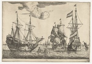 Drei festgemachte Segelschiffe