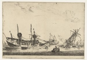 Zwei gekielte Segelschiffe von Reinier Nooms