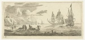 Seehaffen mit zwei großen Segelschiffen