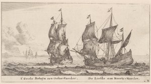 Zwei Handelsschiffe: die "Geele Fortuyn," Handel in der Ostsee, und die "Liefde," Handel in Norwegen