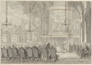 Empfang von Prinz Wilhelm V und Wilhelmina von Preußen im Ratssaal des Rathauses von Amsterdam