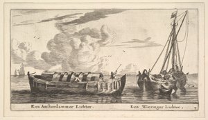 Ein Amsterdamer Leichter und ein Wieringer, 17. Jahrhundert