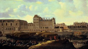 Louvre und Petit Bourbon vom Seine-Ufer aus gesehen, Paris, 17. Jahrhundert