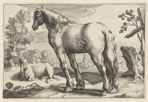Landschaft mit zwei Pferden von Reinier van Persijn