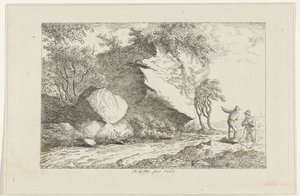 Landschaft mit zwei Figuren bei einem Felsen von Reinierus Albertus Ludovicus baron van Isendoorn à Blois