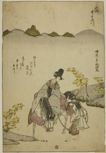 Der Ide-Juwelenfluss in der Provinz Yamashiro (Yamashiro Ide no Tamagawa), aus einer unbetitelten Serie von sechs Juwelenflüssen von Rekisentei Eiri