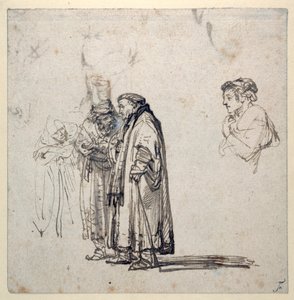 Eine Gruppe älterer Gelehrter und das Profil eines jüngeren Mannes von Rembrandt Harmensz. van Rijn