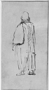 Ein Mann von hinten gesehen, nach links gehend von Rembrandt Harmensz. van Rijn