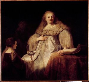 Artemise. Artemise I, Königin der Stadt Halikarnassos im 4. Jahrhundert v. Chr. (Gemälde von Rembrandt)