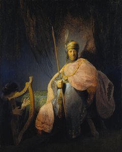 David spielt die Harfe vor Saul, um 1630-31 von Rembrandt Harmensz. van Rijn