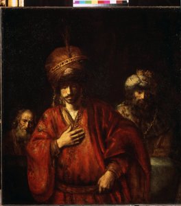 David und Uria, Haman erkennt sein Schicksal (Uria der Hethiter, Soldat von König David) von Rembrandt Harmensz. van Rijn