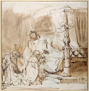 Davids Auftrag an Salomo (Feder & Tinte mit Waschung auf Papier)