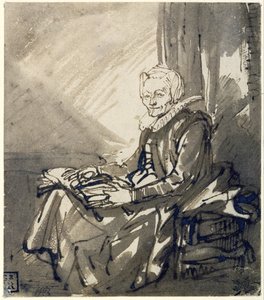 Sitzende Frau mit offenem Buch auf dem Schoß, um 1639 von Rembrandt Harmensz. van Rijn
