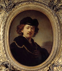 Selbstporträt mit Mütze und Goldkette von Rembrandt van Rijn