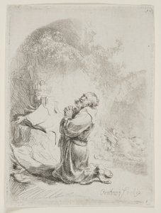 St. Hieronymus betend: Gewölbter Druck von Rembrandt van Rijn