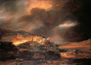 Stürmische Landschaft, ca. 1637/38 von Rembrandt Harmensz. van Rijn