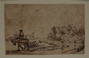 Ansicht auf die Amstel, mit einem Pferd, das einen Kahn zieht, um 1650 von Rembrandt Harmensz. van Rijn