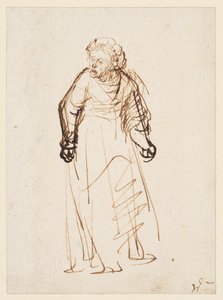 Frau schimpft (Feder & Tinte auf Papier)