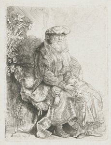 Abraham streichelt Isaak von Rembrandt van Rijn
