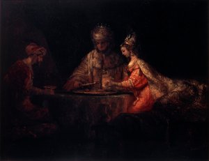 Ahasverus, Haman und Esther, 1660 von Rembrandt van Rijn
