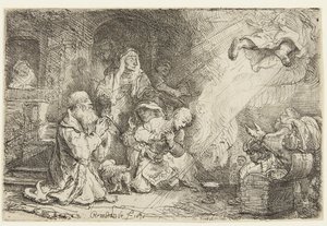 Engel, der sich von der Familie des Tobias entfernt von Rembrandt van Rijn