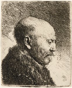 Kahlköpfiger Mann im Profil rechts: Rembrandts Vater, 1630 von Rembrandt van Rijn