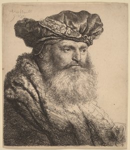 Bärtiger Mann in einer Samtkappe mit Juwelenverschluss von Rembrandt van Rijn