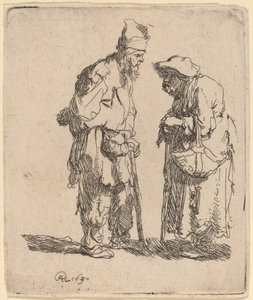 Bettler und Bettlerin im Gespräch von Rembrandt van Rijn