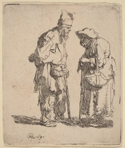 Bettler und Bettlerin im Gespräch von Rembrandt van Rijn