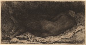 Schwarze Frau, die liegt von Rembrandt van Rijn