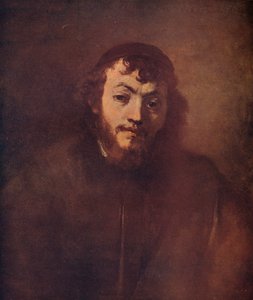Büste eines bärtigen jungen Mannes mit Schädelkappe, 1663 von Rembrandt van Rijn