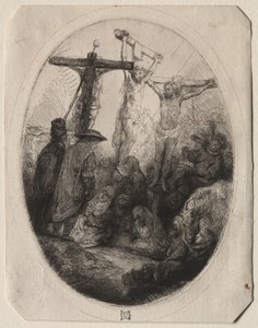 Christus gekreuzigt zwischen zwei Dieben: Ein ovaler Teller, um 1641 von Rembrandt van Rijn