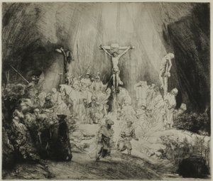 Christus gekreuzigt zwischen den beiden Dieben: "Die drei Kreuze" von Rembrandt van Rijn