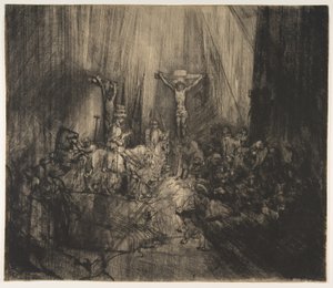 Christus gekreuzigt zwischen den beiden Dieben: Die drei Kreuze, ca. 1660 von Rembrandt van Rijn